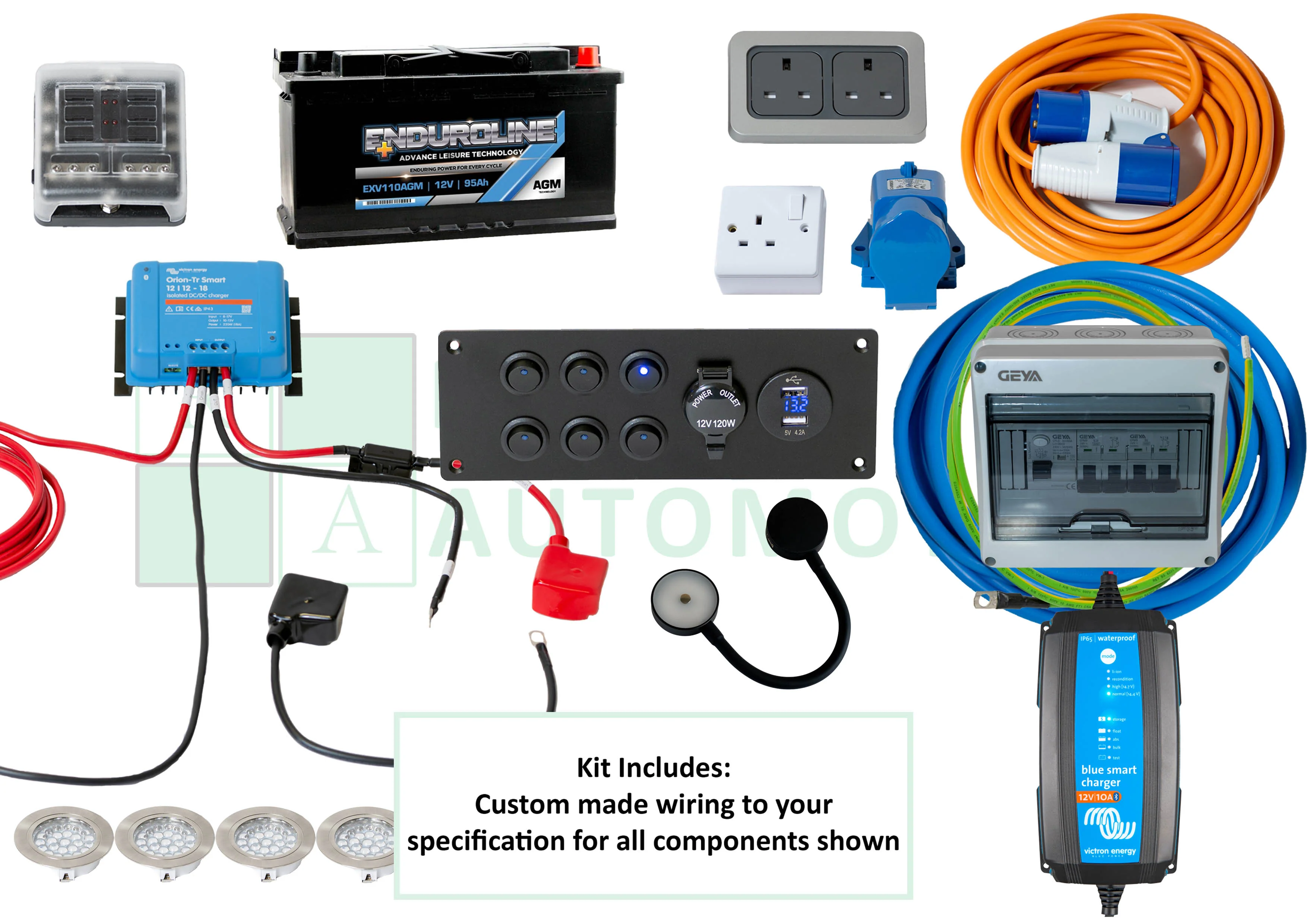 Campervan Electrics Starter Pack for Small Van Gas Cooking On-Grid Pre-Wired