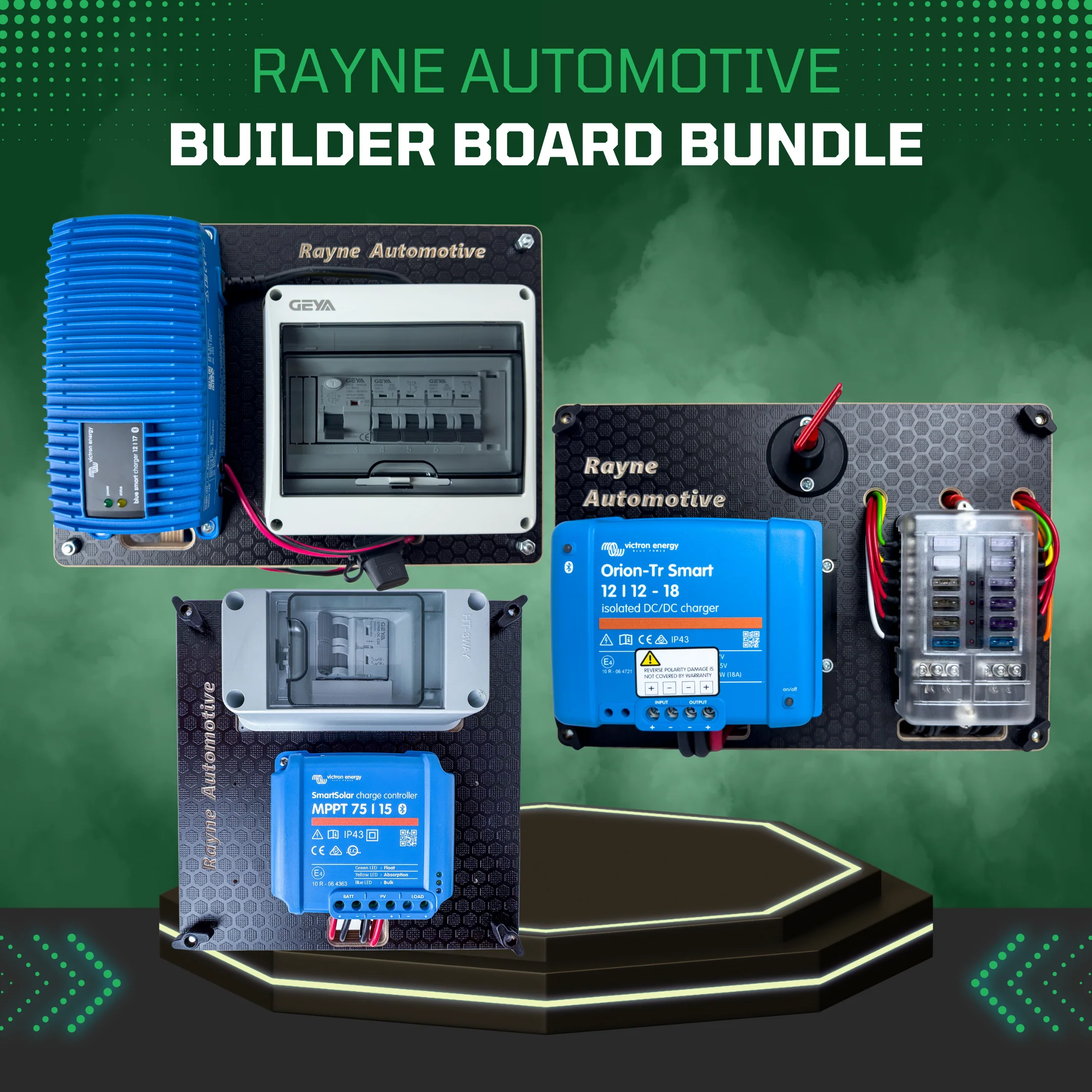 Pre-wired Campervan Electrics Bundle: 12V Builder, 240V, and Solar Power Boards