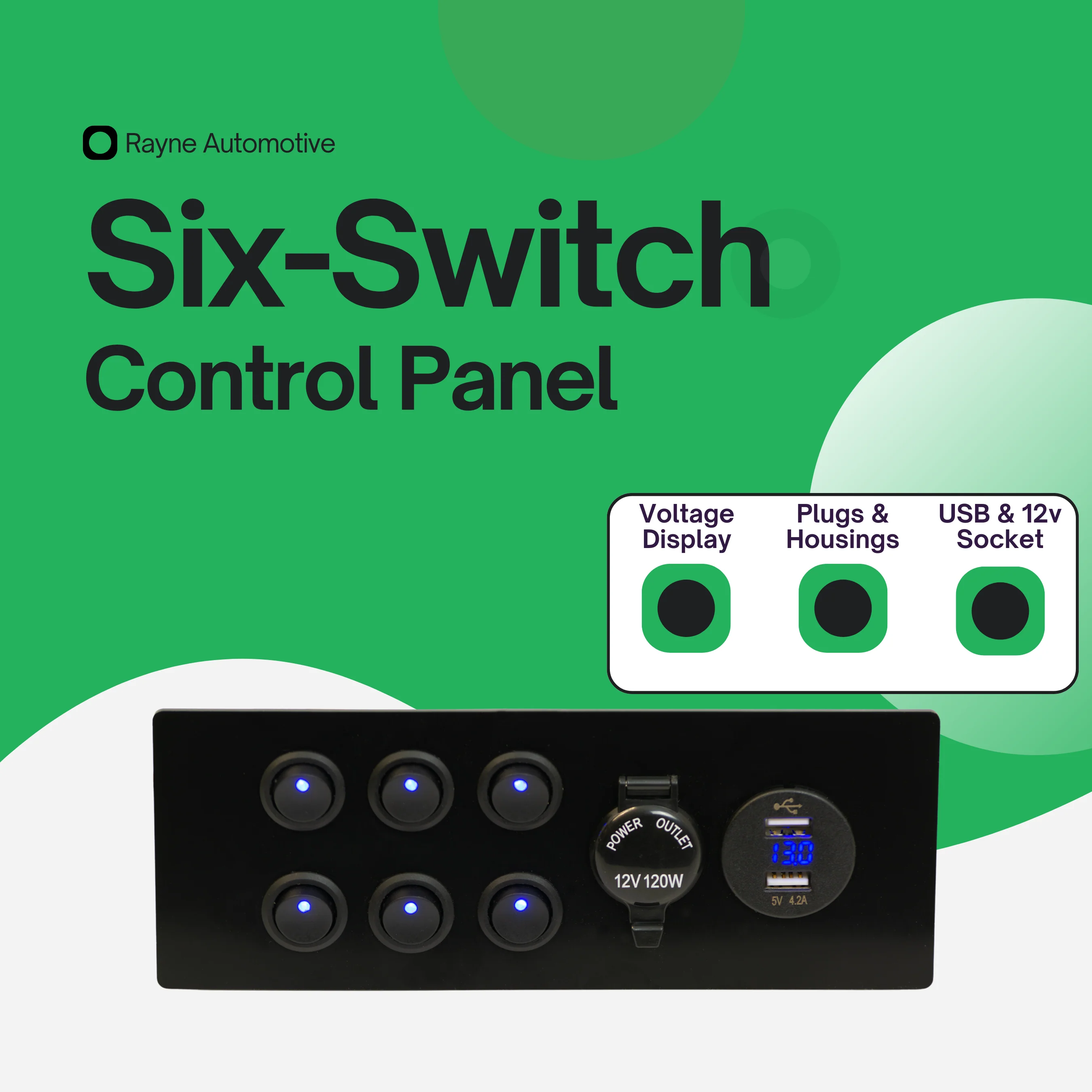 6-Switch Control Panel 12V - Satin Black