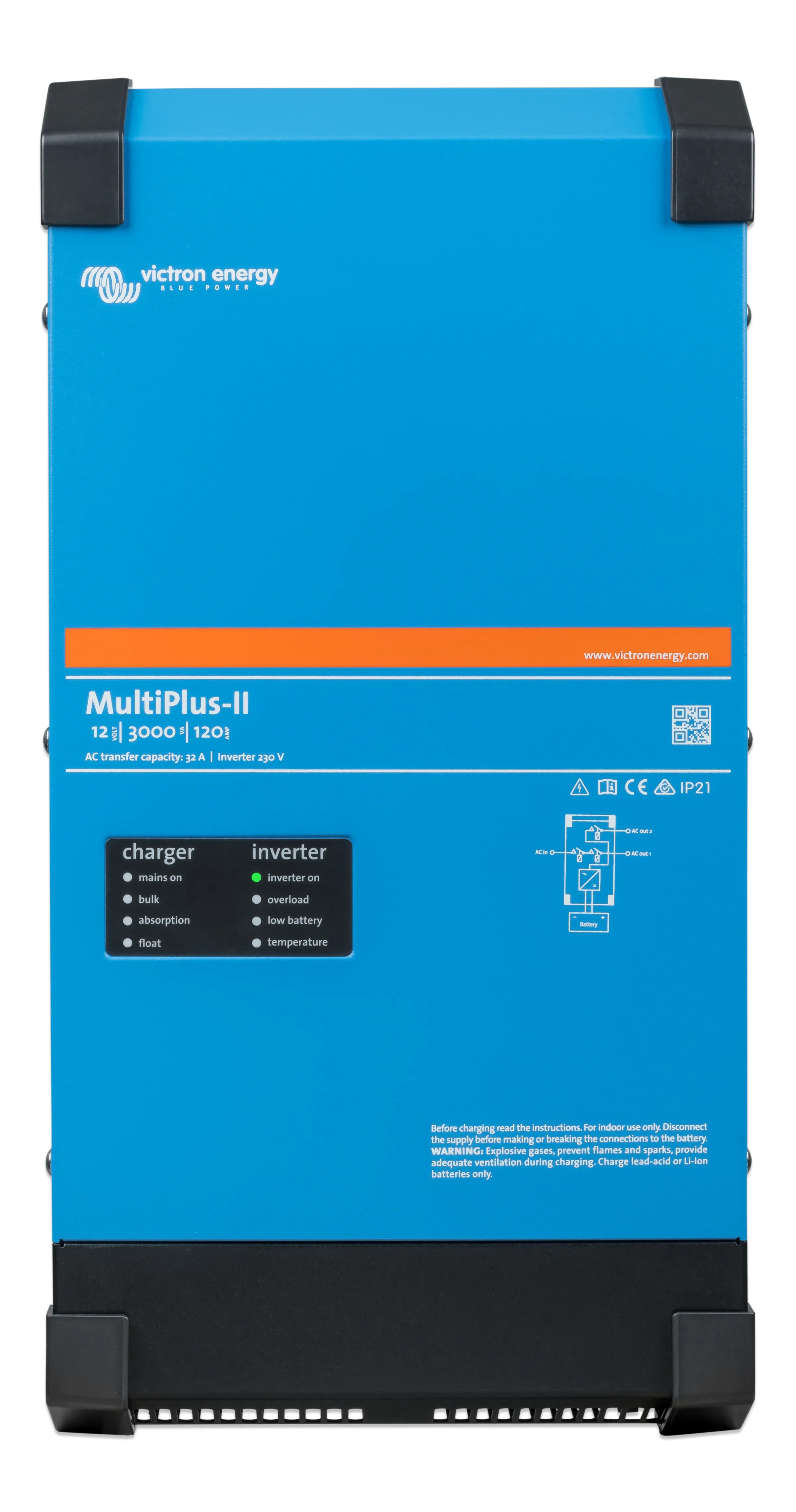 Victron Multiplus II 12V-230V 3000Va - With leads, battery switches and programmed charger. - Image 2
